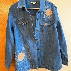 Vintage “tantrums” jean jacket with embroidered details